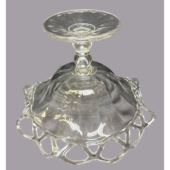 Vtg Imperial Glass Crocheted Edge Crystal Epergne Centerpiece Elegant Design 11" - Picture 7 of 7